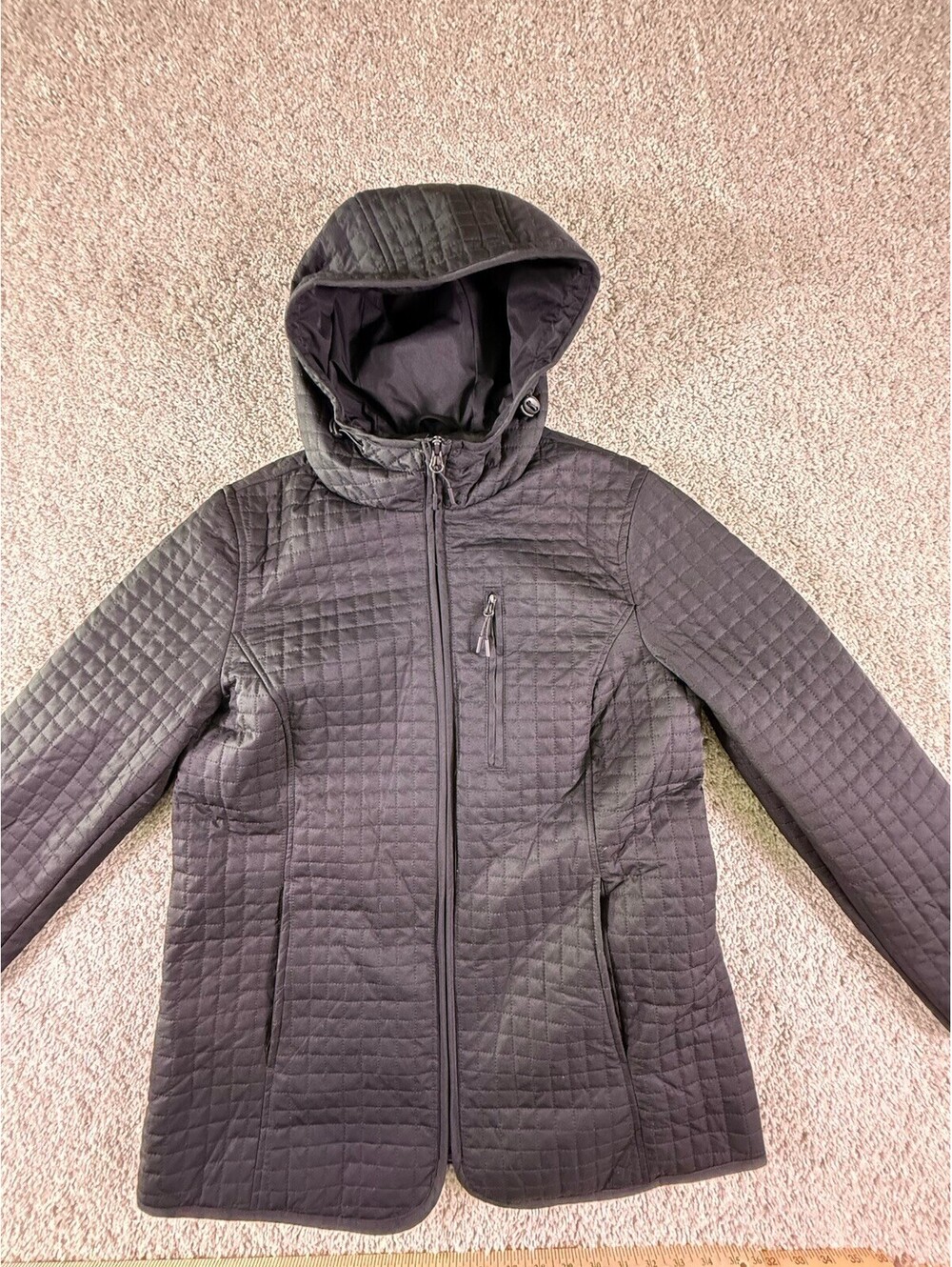 NWOT Lands' End Women's Adjustable Hood Quilted Jacket, Black Size Medium